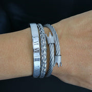 Enzo Bangle Crown Silver Set